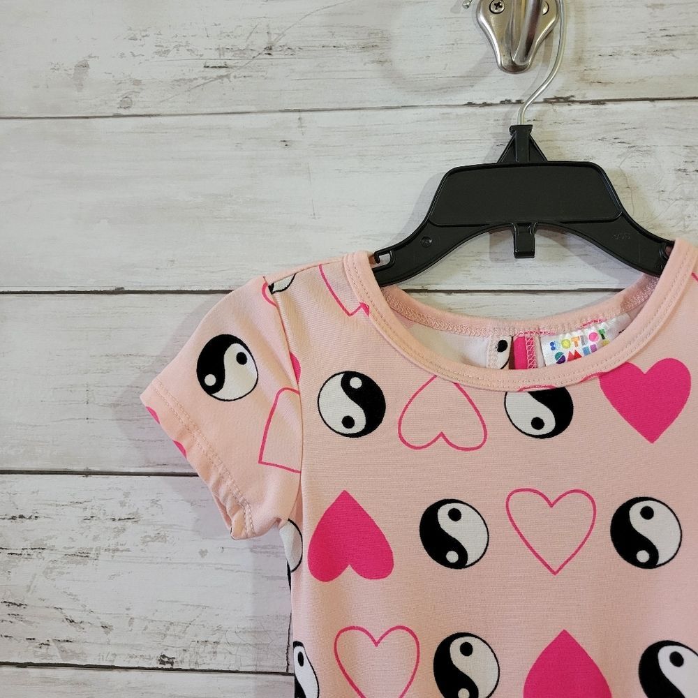 Dot Dot Smile Toddler Kids Dress Pink Hearts Yin Yang Drop Waist Size 2T - Picture 4 of 9
